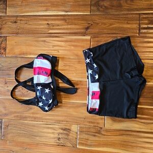 American flag bikini size med black, red and white
